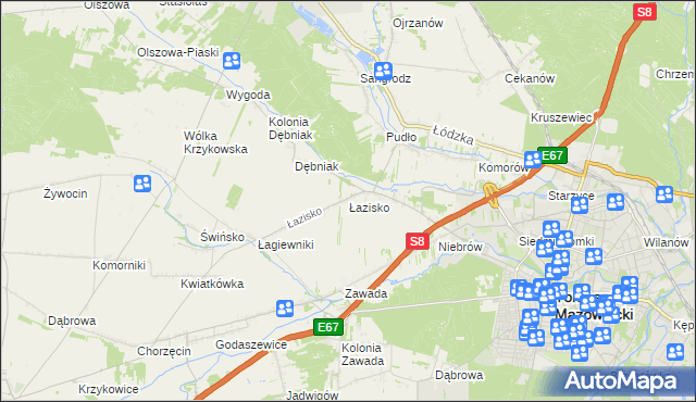 mapa Łazisko gmina Tomaszów Mazowiecki, Łazisko gmina Tomaszów Mazowiecki na mapie Targeo