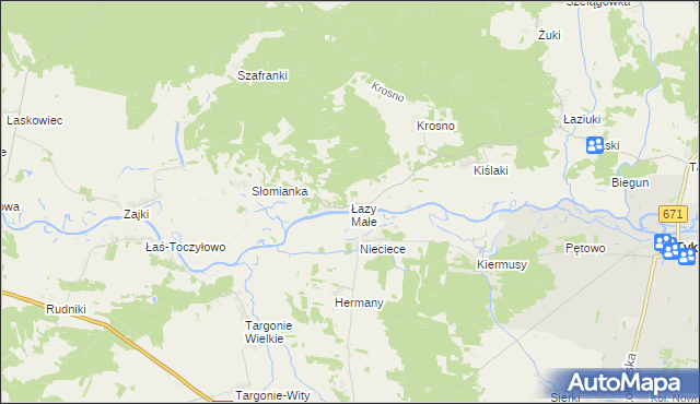 mapa Łazy Małe, Łazy Małe na mapie Targeo