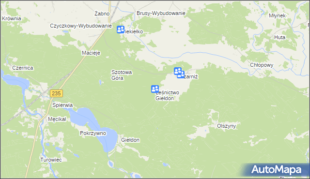 mapa Leśnictwo Giełdon, Leśnictwo Giełdon na mapie Targeo