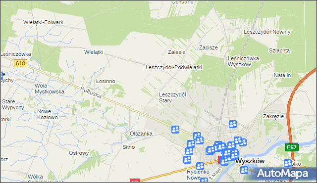 mapa Leszczydół Stary, Leszczydół Stary na mapie Targeo
