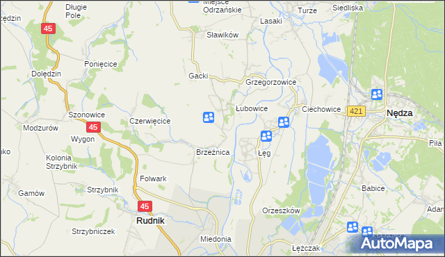 mapa Ligota Książęca gmina Rudnik, Ligota Książęca gmina Rudnik na mapie Targeo