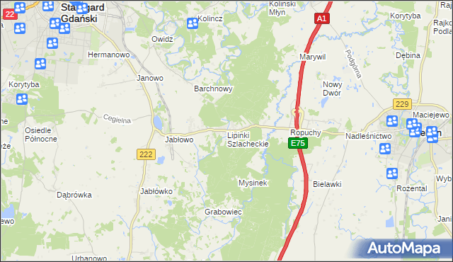 mapa Lipinki Szlacheckie, Lipinki Szlacheckie na mapie Targeo
