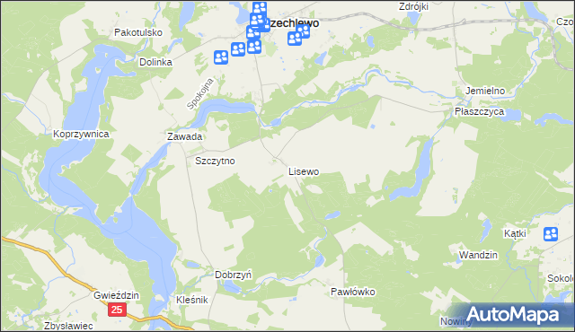 mapa Lisewo gmina Przechlewo, Lisewo gmina Przechlewo na mapie Targeo