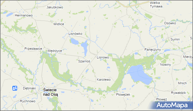 mapa Lisnowo, Lisnowo na mapie Targeo