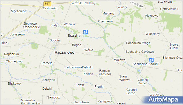 mapa Łoniewo gmina Radzanowo, Łoniewo gmina Radzanowo na mapie Targeo