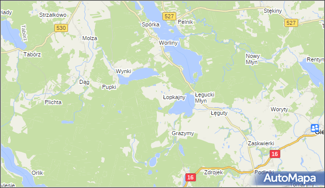 mapa Łopkajny, Łopkajny na mapie Targeo