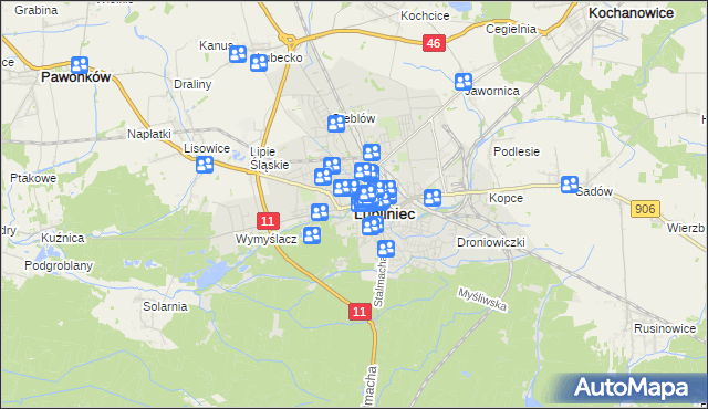 mapa Lubliniec, Lubliniec na mapie Targeo