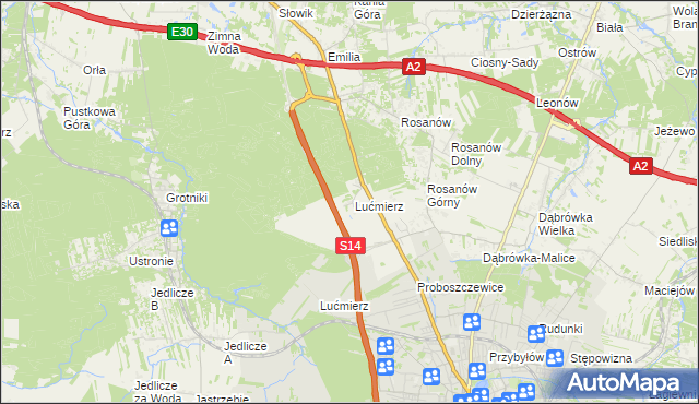 mapa Lućmierz-Ośrodek, Lućmierz-Ośrodek na mapie Targeo