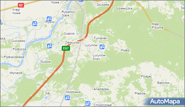mapa Lucynów Duży, Lucynów Duży na mapie Targeo