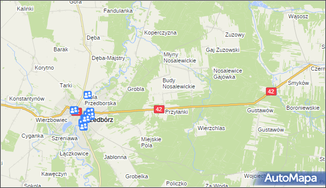 mapa Ludwików gmina Przedbórz, Ludwików gmina Przedbórz na mapie Targeo
