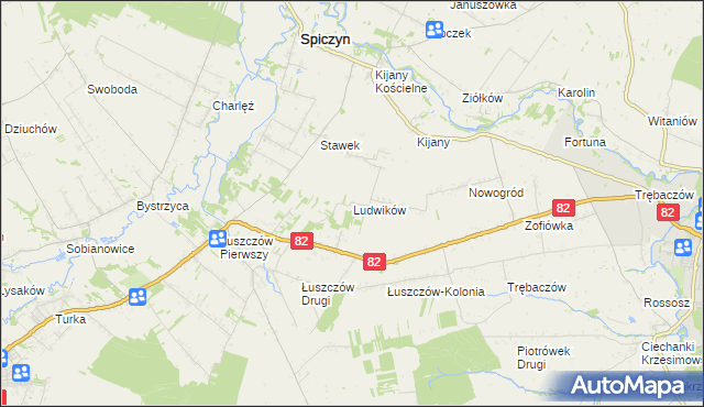 mapa Ludwików gmina Spiczyn, Ludwików gmina Spiczyn na mapie Targeo