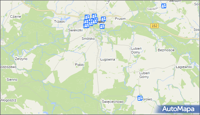 mapa Ługowina gmina Resko, Ługowina gmina Resko na mapie Targeo