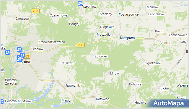 mapa Łutowiec, Łutowiec na mapie Targeo
