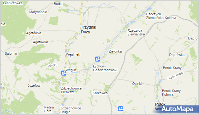 mapa Łychów Szlachecki, Łychów Szlachecki na mapie Targeo