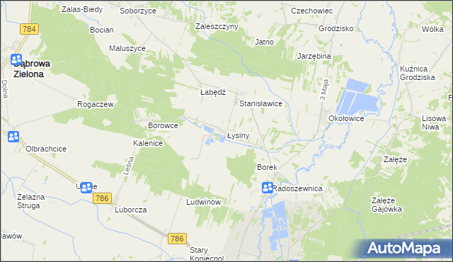 mapa Łysiny gmina Koniecpol, Łysiny gmina Koniecpol na mapie Targeo