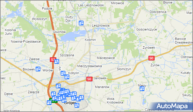 mapa Maciejowice gmina Grójec, Maciejowice gmina Grójec na mapie Targeo