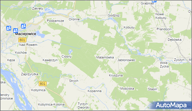 mapa Malamówka, Malamówka na mapie Targeo