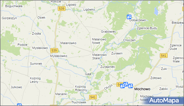 mapa Malanowo Stare, Malanowo Stare na mapie Targeo