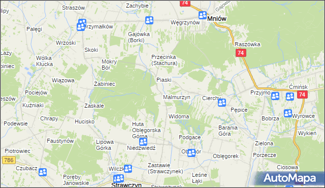 mapa Malmurzyn, Malmurzyn na mapie Targeo