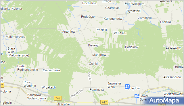 mapa Marianów gmina Rzeczniów, Marianów gmina Rzeczniów na mapie Targeo