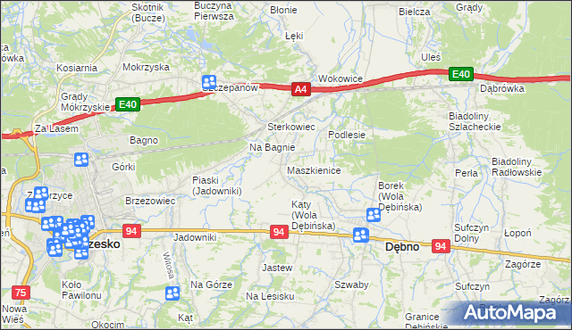 mapa Maszkienice, Maszkienice na mapie Targeo