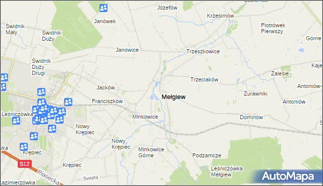 mapa Mełgiew, Mełgiew na mapie Targeo