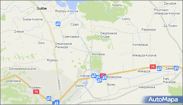 mapa Michalów gmina Sułów, Michalów gmina Sułów na mapie Targeo