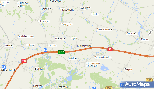 mapa Michałowice gmina Długołęka, Michałowice gmina Długołęka na mapie Targeo