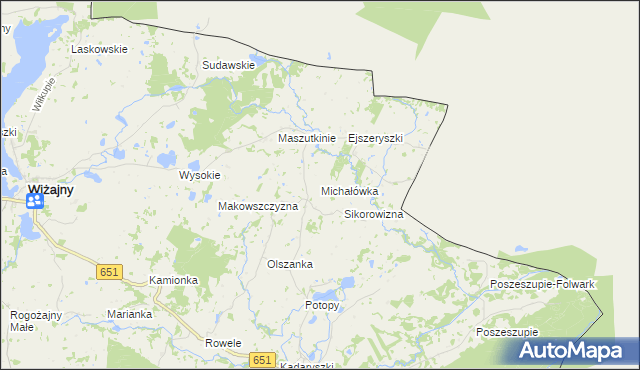 mapa Michałówka gmina Rutka-Tartak, Michałówka gmina Rutka-Tartak na mapie Targeo