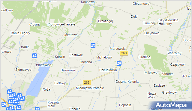 mapa Michałowo gmina Słupca, Michałowo gmina Słupca na mapie Targeo