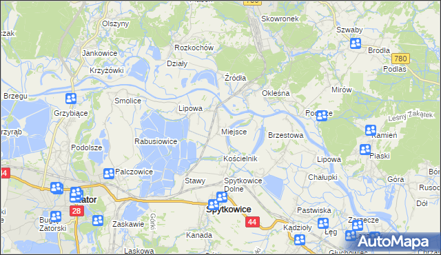 mapa Miejsce gmina Spytkowice, Miejsce gmina Spytkowice na mapie Targeo