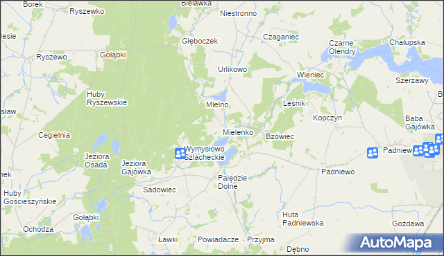 mapa Mielenko gmina Mogilno, Mielenko gmina Mogilno na mapie Targeo