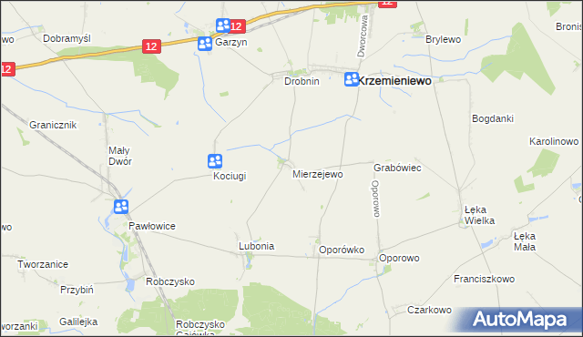 mapa Mierzejewo gmina Krzemieniewo, Mierzejewo gmina Krzemieniewo na mapie Targeo