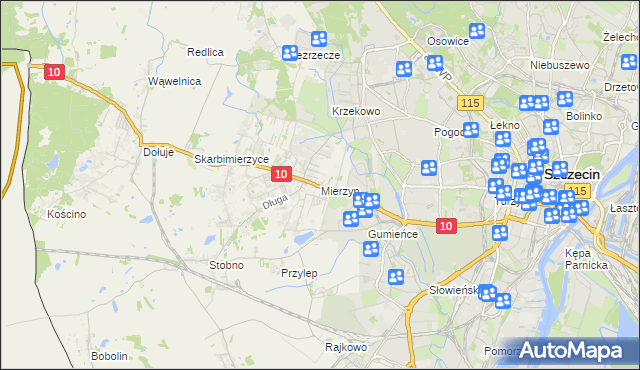 mapa Mierzyn gmina Dobra (Szczecińska), Mierzyn gmina Dobra (Szczecińska) na mapie Targeo