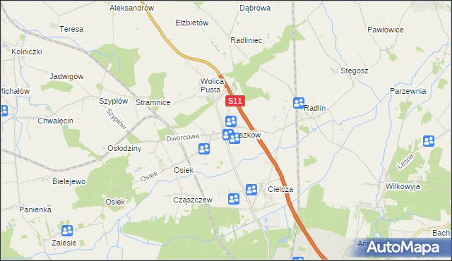 mapa Mieszków gmina Jarocin, Mieszków gmina Jarocin na mapie Targeo