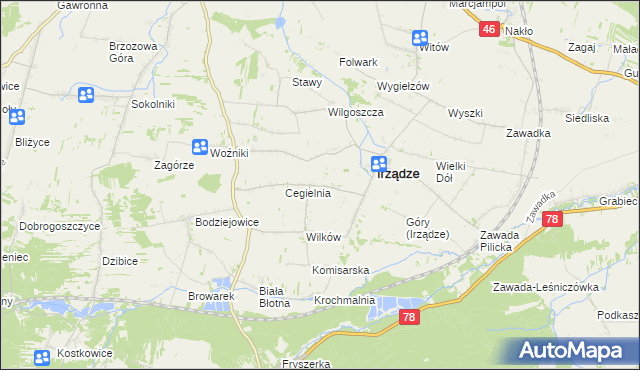 mapa Mikołajewice gmina Irządze, Mikołajewice gmina Irządze na mapie Targeo