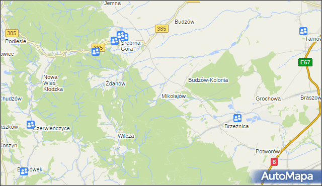 mapa Mikołajów gmina Stoszowice, Mikołajów gmina Stoszowice na mapie Targeo