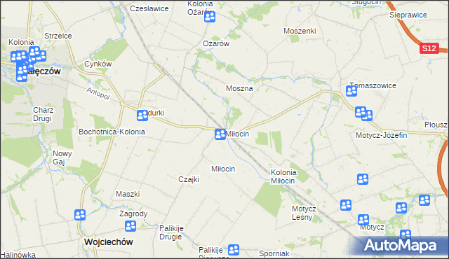 mapa Miłocin gmina Jastków, Miłocin gmina Jastków na mapie Targeo