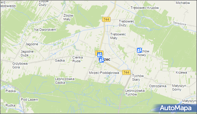 mapa Mirzec, Mirzec na mapie Targeo