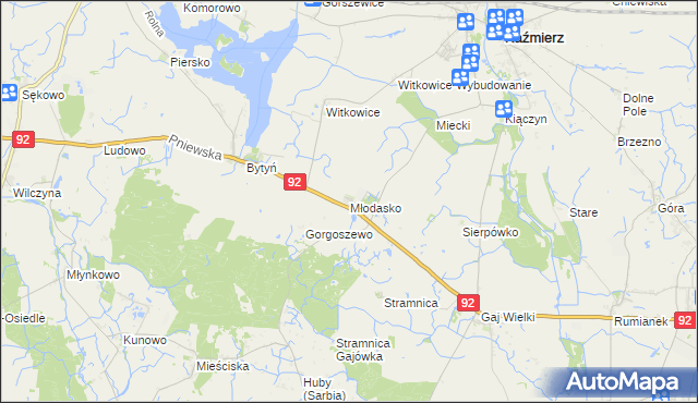 mapa Młodasko, Młodasko na mapie Targeo