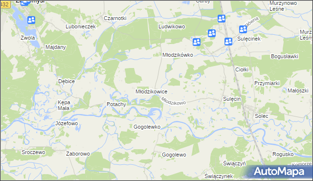 mapa Młodzikowo, Młodzikowo na mapie Targeo