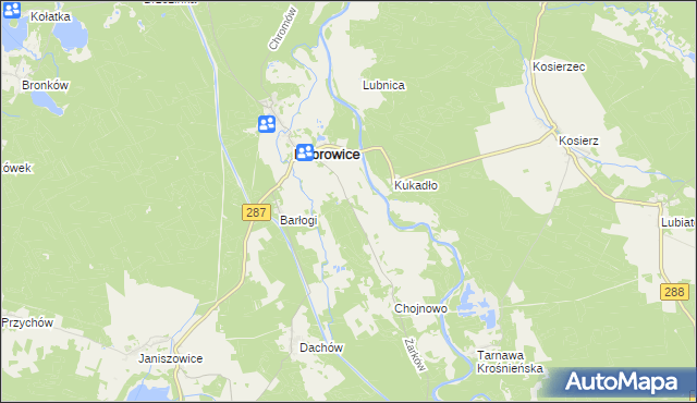 mapa Młyniec gmina Bobrowice, Młyniec gmina Bobrowice na mapie Targeo
