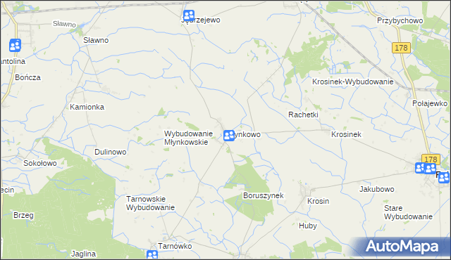 mapa Młynkowo gmina Połajewo, Młynkowo gmina Połajewo na mapie Targeo