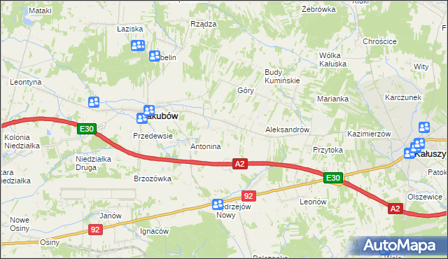 mapa Moczydła gmina Jakubów, Moczydła gmina Jakubów na mapie Targeo