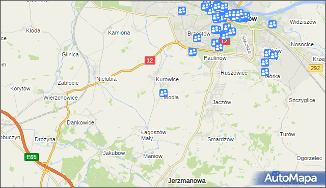 mapa Modła gmina Jerzmanowa, Modła gmina Jerzmanowa na mapie Targeo