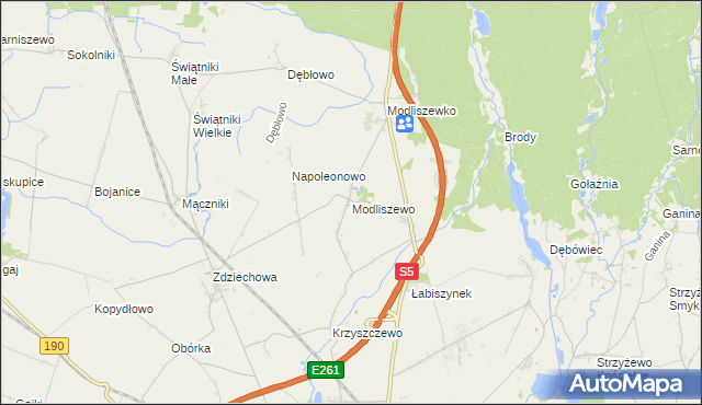 mapa Modliszewo, Modliszewo na mapie Targeo