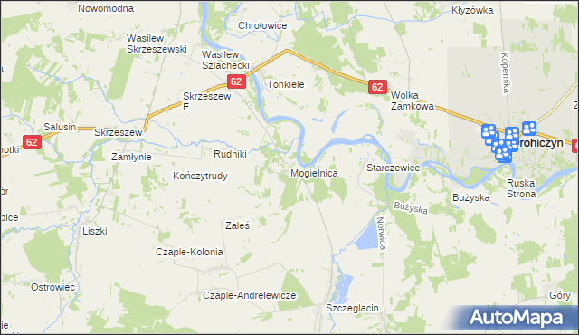 mapa Mogielnica gmina Korczew, Mogielnica gmina Korczew na mapie Targeo