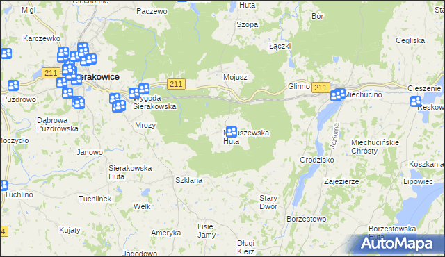 mapa Mojuszewska Huta, Mojuszewska Huta na mapie Targeo