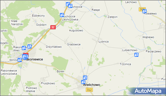 mapa Mokrzec gmina Wielichowo, Mokrzec gmina Wielichowo na mapie Targeo