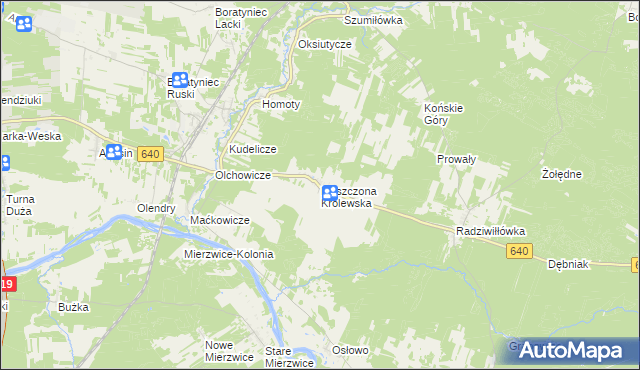 mapa Moszczona Królewska, Moszczona Królewska na mapie Targeo